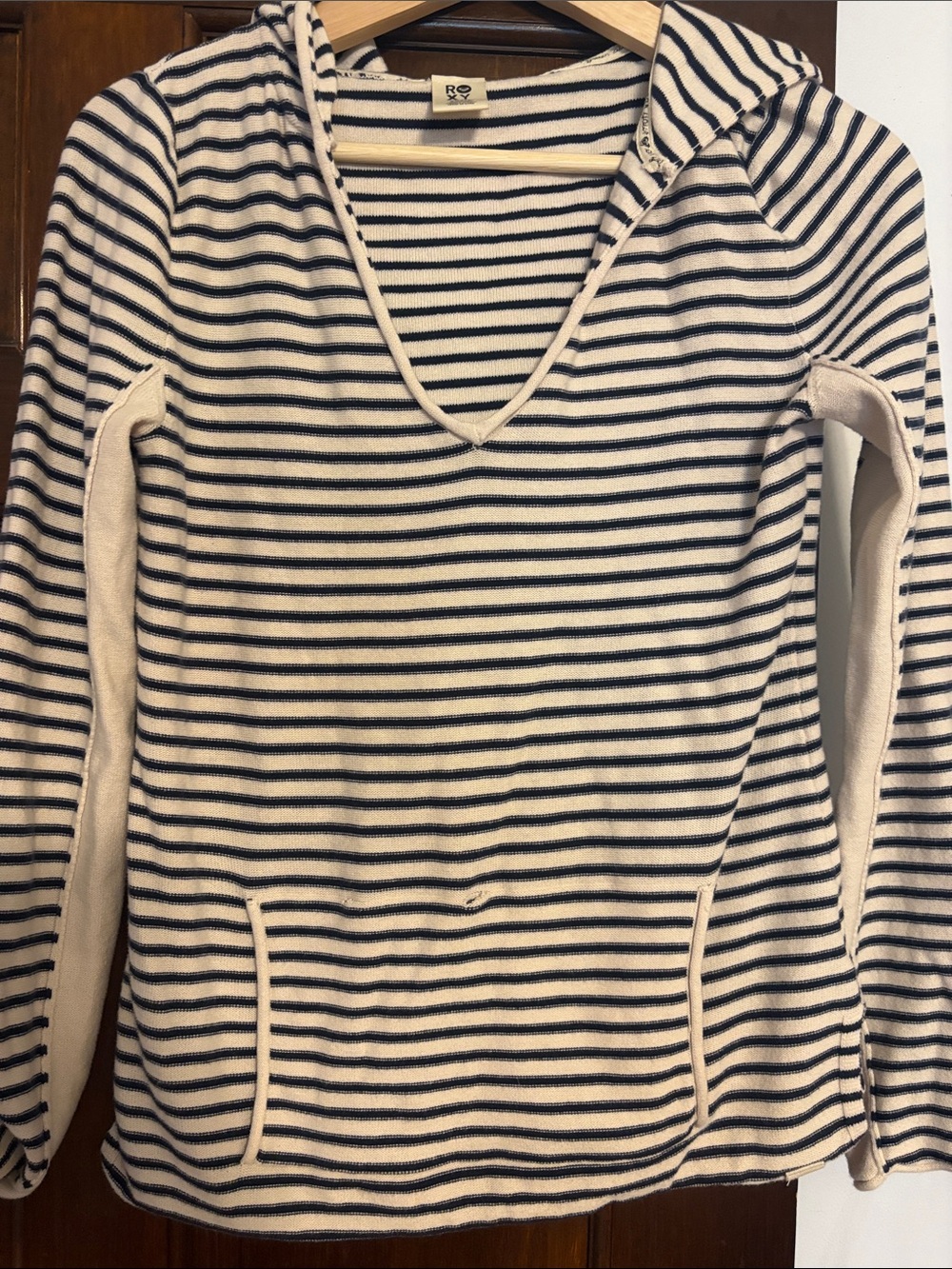 Roxy Women’s  Navy and White Striped Crewneck Sweater